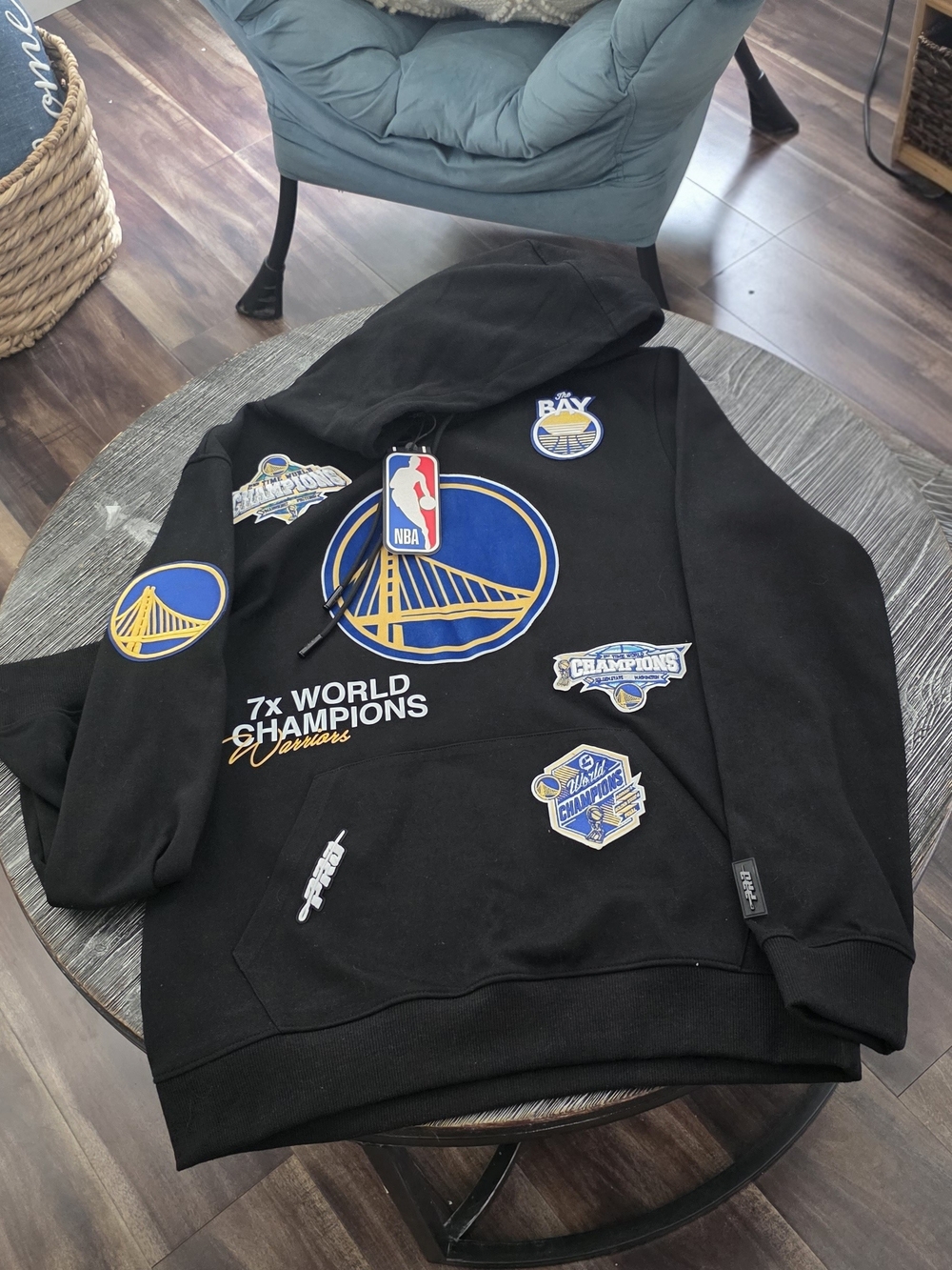 Golden State Warriors NBA Black Hoodie with Team Patches